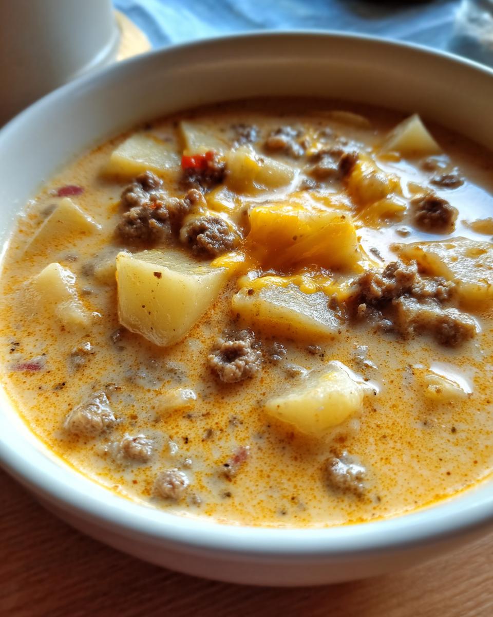 Cheesy Hamburger Potato Soup - detail 2