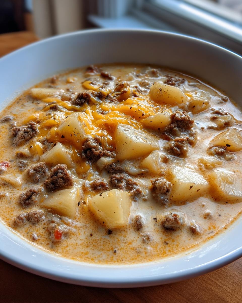 Cheesy Hamburger Potato Soup - detail 4