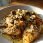 Chicken and Mushroom Skillet in a Creamy Asiago and Mustard Sauce