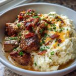 Garlic Parmesan Chicken & Steak Bake with Cheesy Loaded Mashed Potatoes