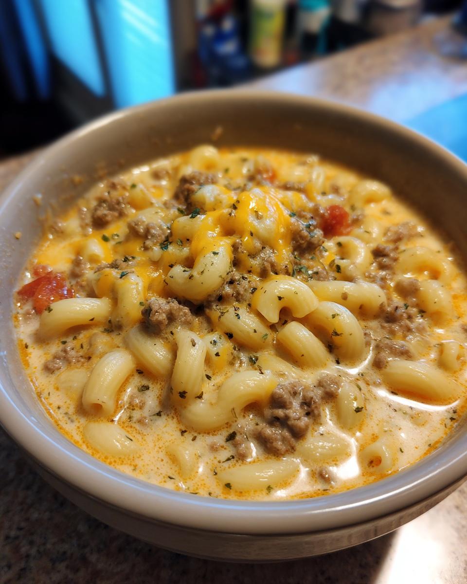 One-Pot Macaroni Cheeseburger Soup - detail 1