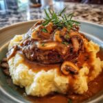 Salisbury Steak Garlic Mash Potatoes Mushroom & Onion Gravy