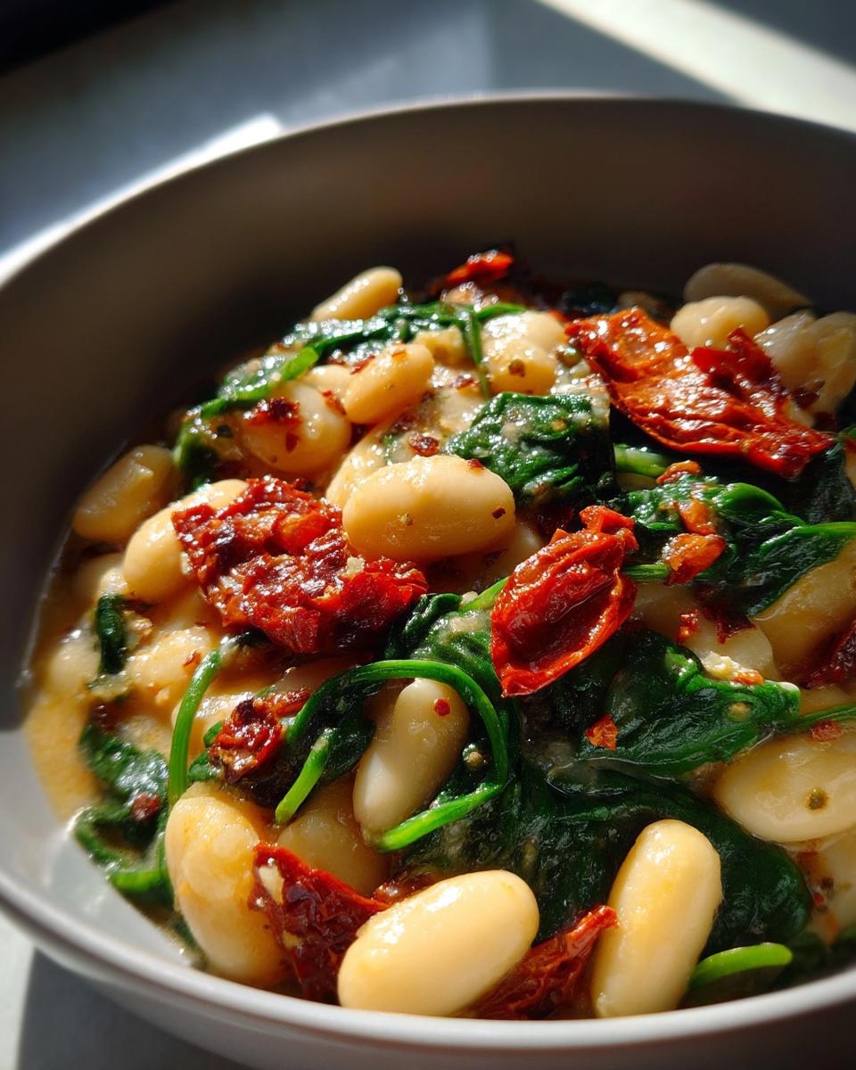 Tuscan Butter Beans with Spinach and Sun-dried Tomato - detail 3