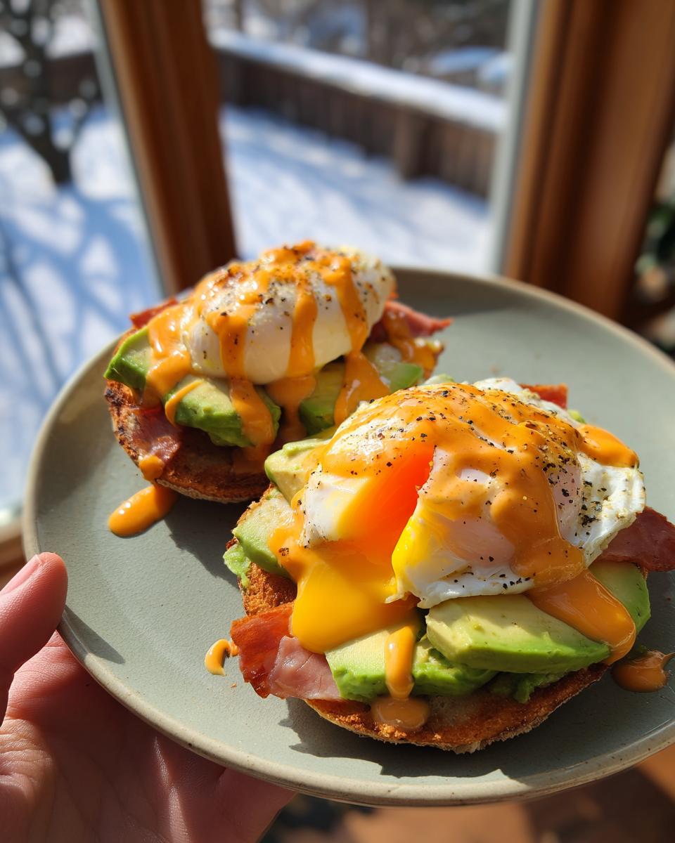 Avocado Eggs Benedict with Sriracha Hollandaise - detail 2