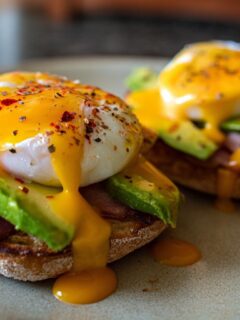 Avocado Eggs Benedict with Sriracha Hollandaise