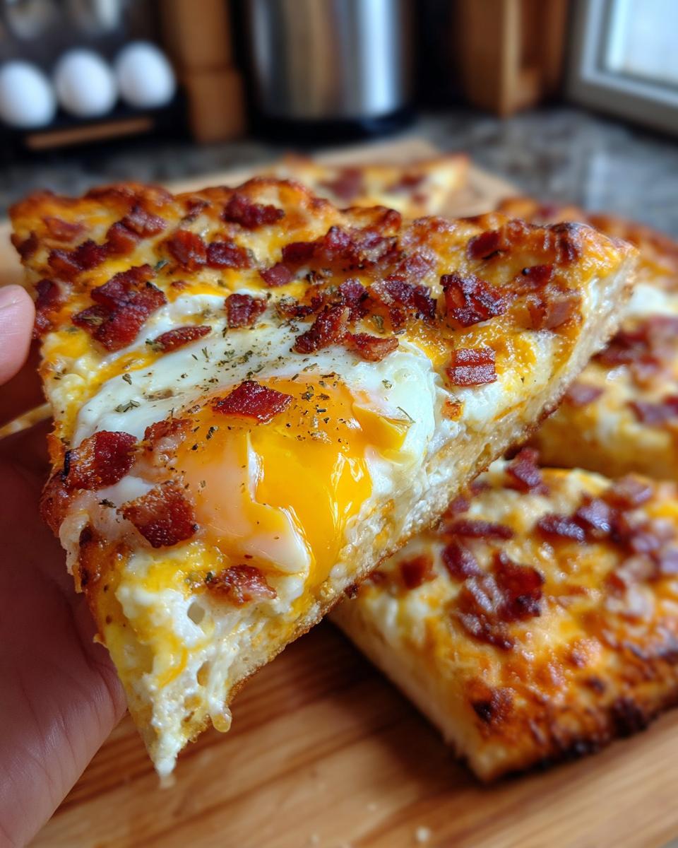 Cheesy Bacon and Egg Breakfast Pizza - detail 1