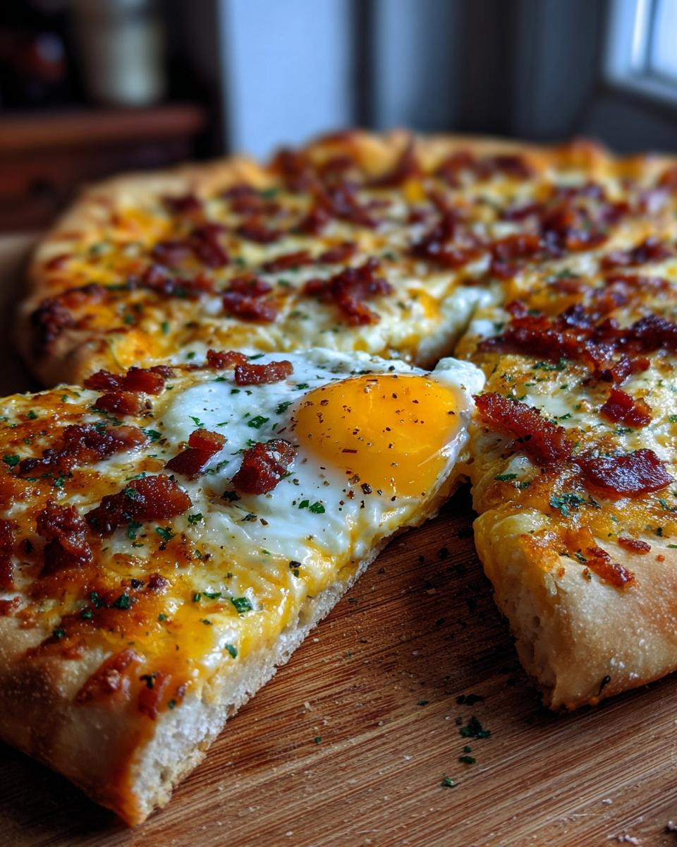 Cheesy Bacon and Egg Breakfast Pizza - detail 2