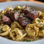Garlic Steak & Cheese-Filled Tortellini Skillet