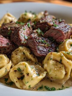Garlic Steak & Cheese-Filled Tortellini Skillet
