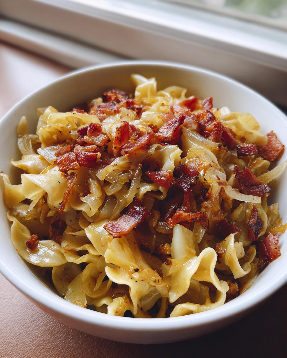 Polish Haluski - Noodles with Sautéed Cabbage and Bacon - detail 1