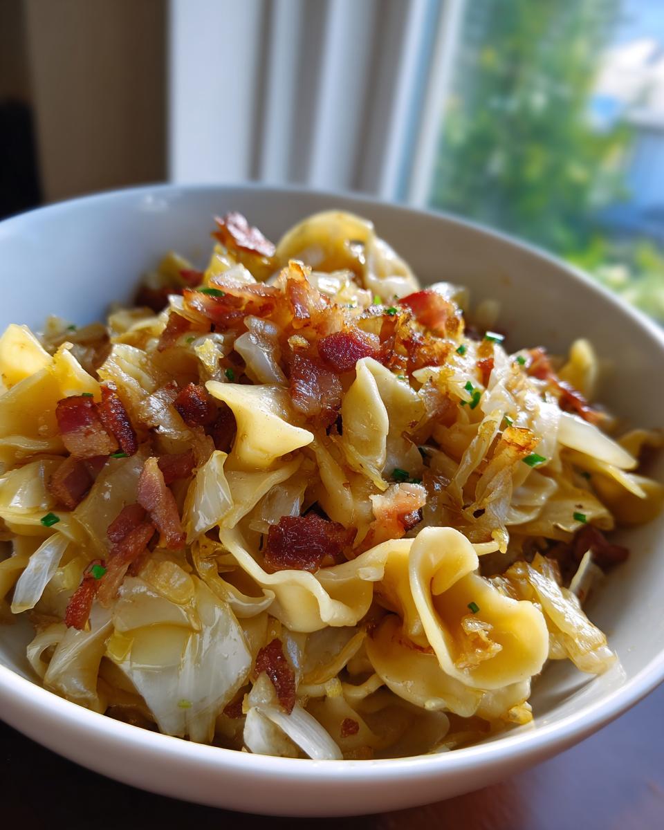 Polish Haluski - Noodles with Sautéed Cabbage and Bacon - detail 2