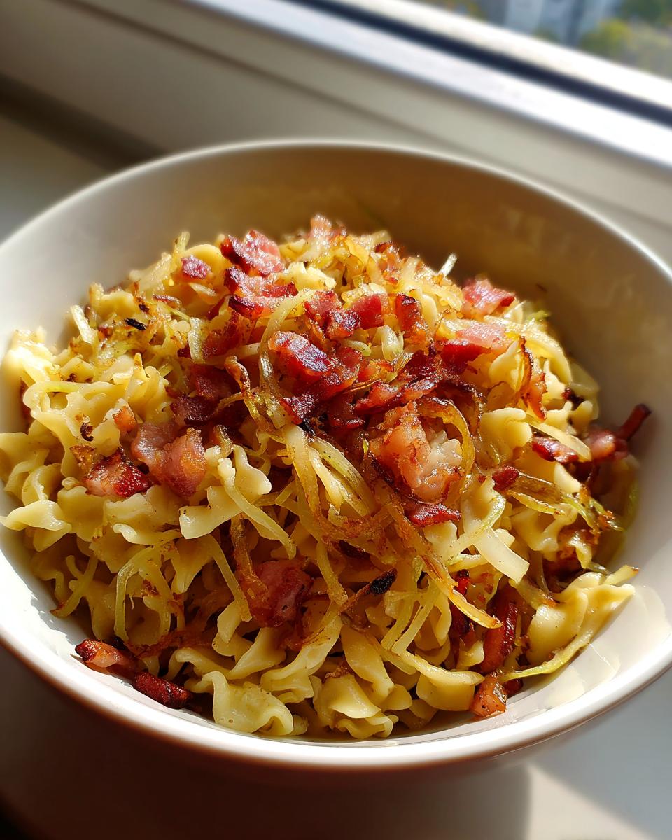 Polish Haluski - Noodles with Sautéed Cabbage and Bacon - detail 3
