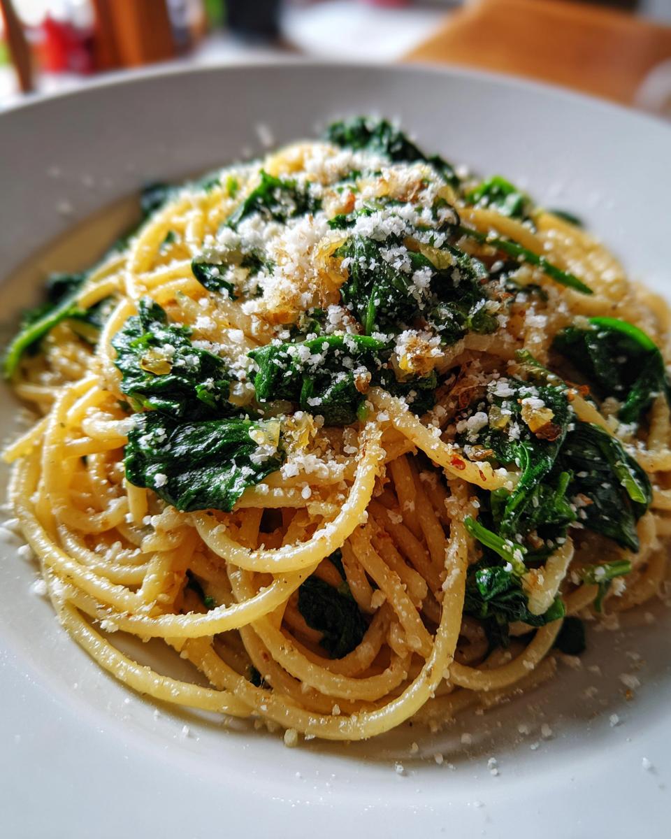 Spaghetti with Garlic & Spinach - detail 3