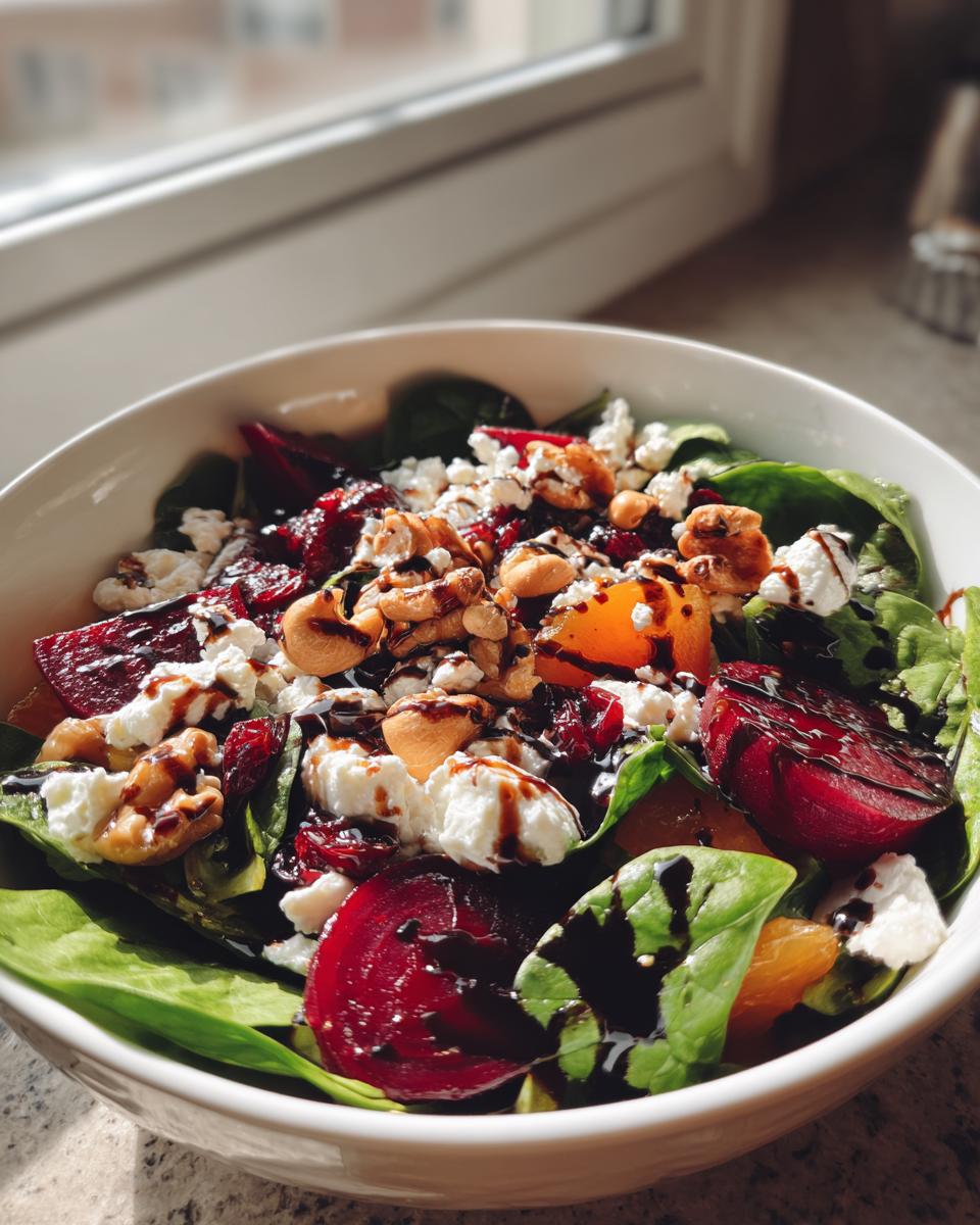 Beet Salad with Spinach, Cashews, Cranberries, and Goat Cheese - detail 3
