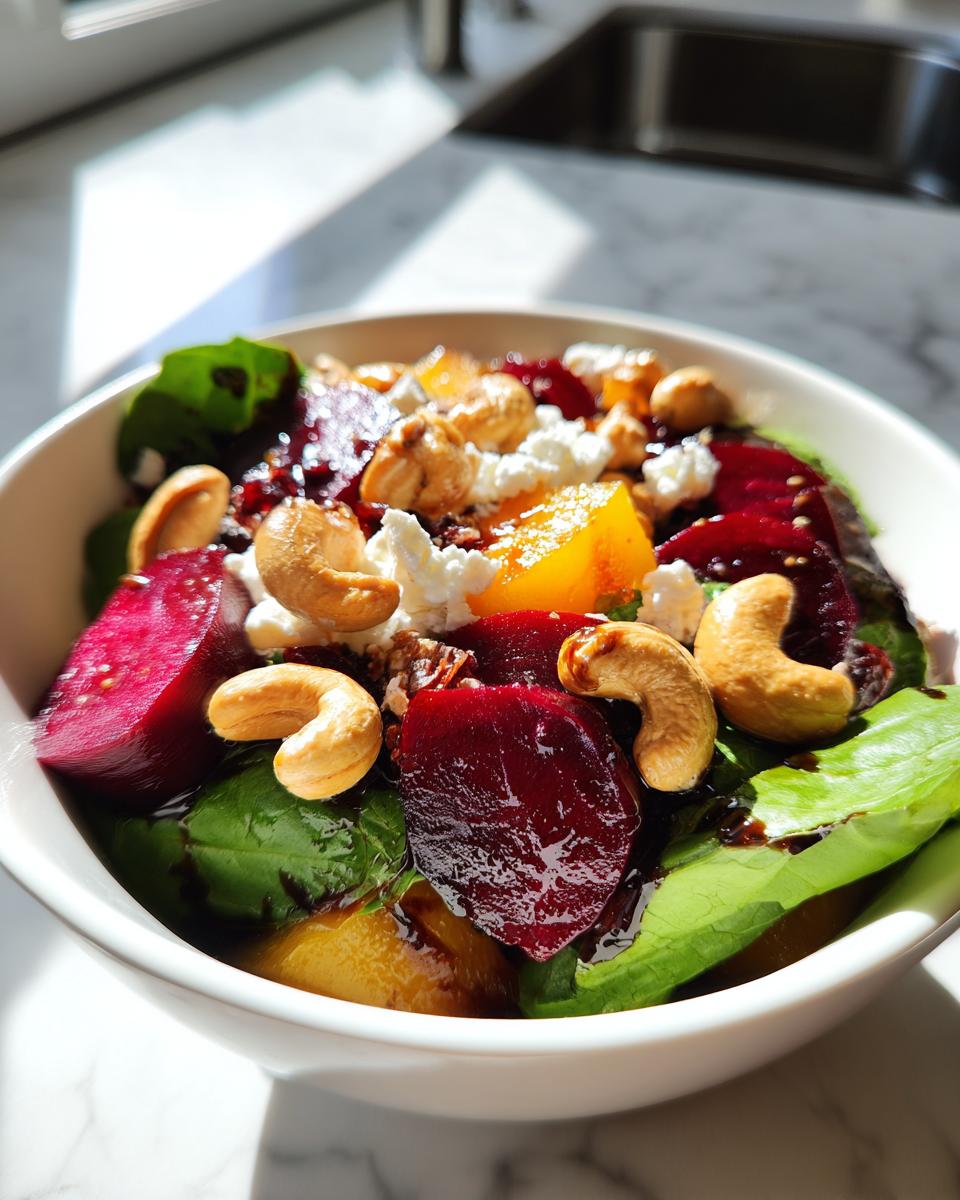 Beet Salad with Spinach, Cashews, Cranberries, and Goat Cheese - detail 6