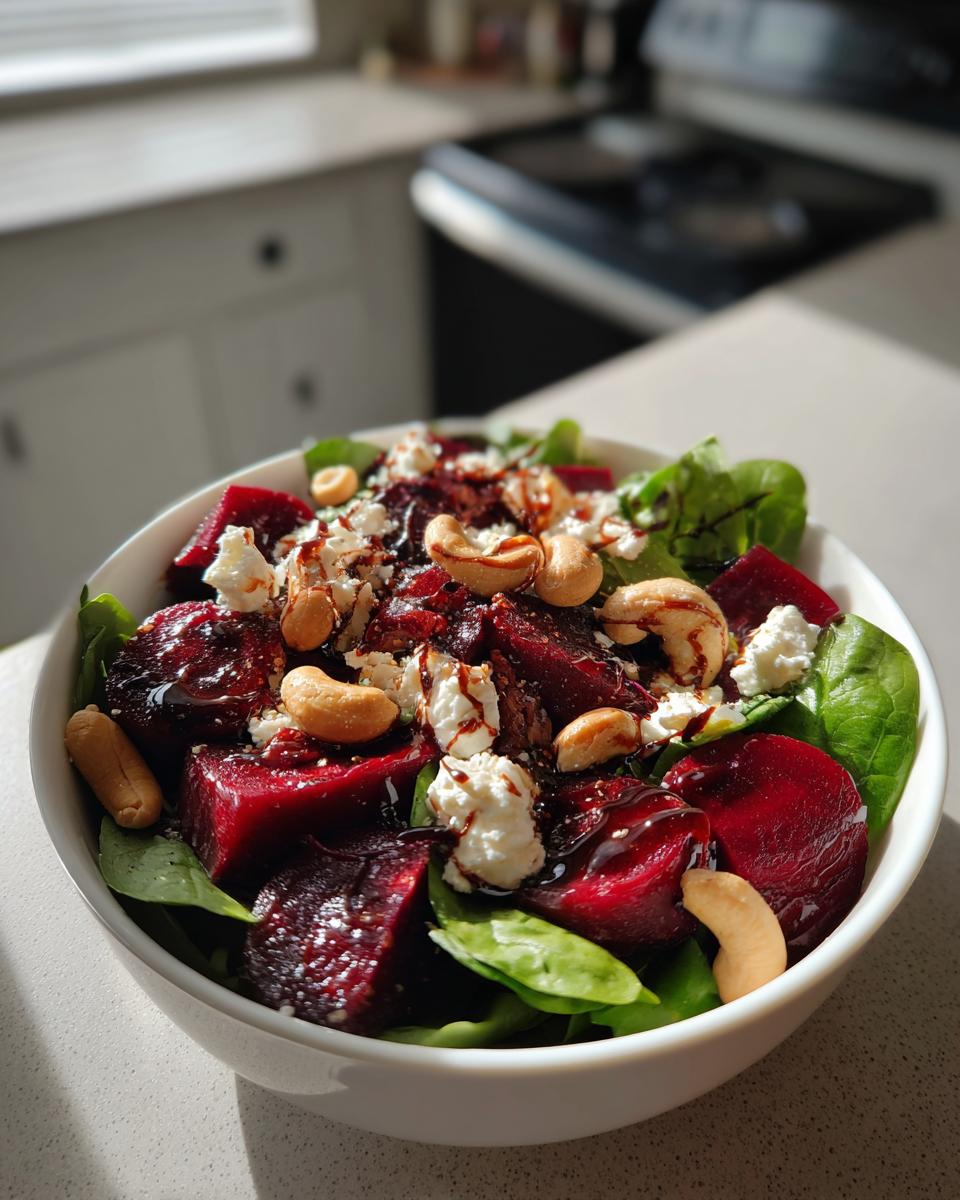 Beet Salad with Spinach, Cashews, Cranberries, and Goat Cheese - detail 7