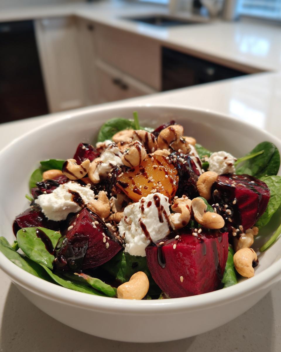 Beet Salad with Spinach, Cashews, Cranberries, and Goat Cheese - detail 8