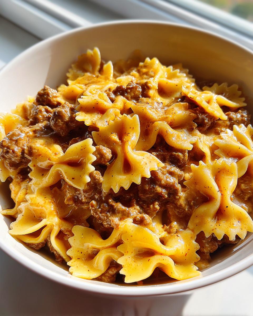 Creamy Velveeta Beef Pasta with Bowtie Noodles - detail 1