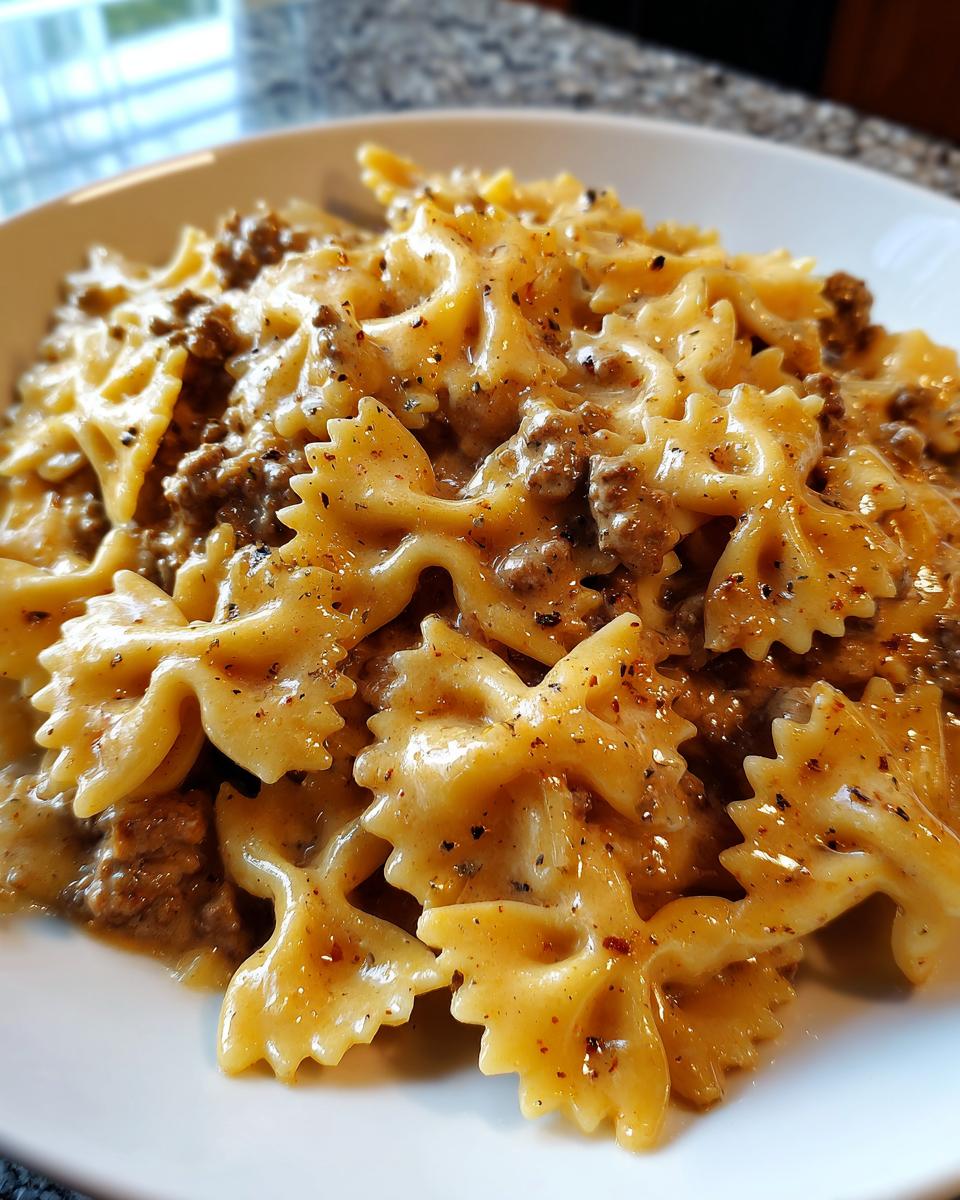 Creamy Velveeta Beef Pasta with Bowtie Noodles - detail 1