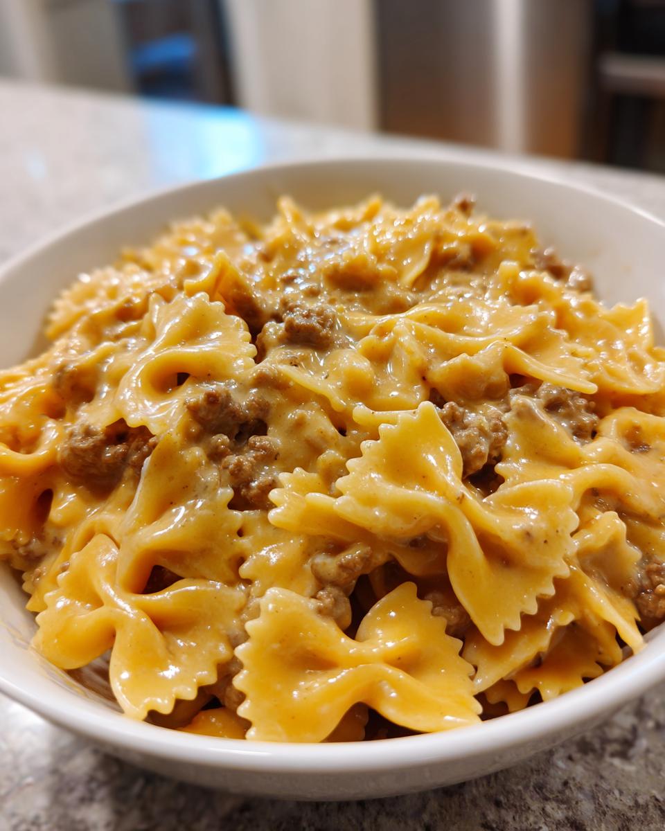 Creamy Velveeta Beef Pasta with Bowtie Noodles - detail 2