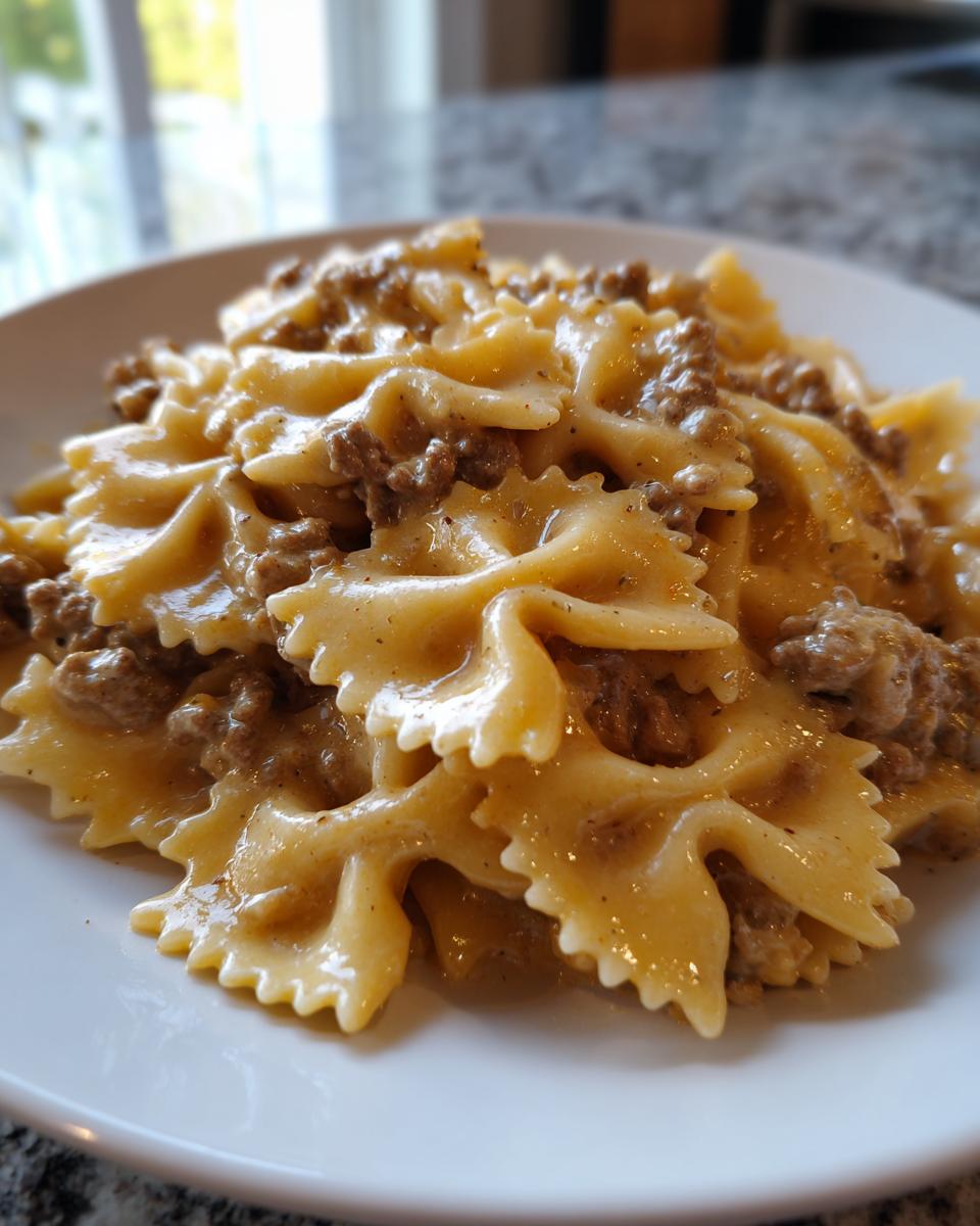 Creamy Velveeta Beef Pasta with Bowtie Noodles - detail 2