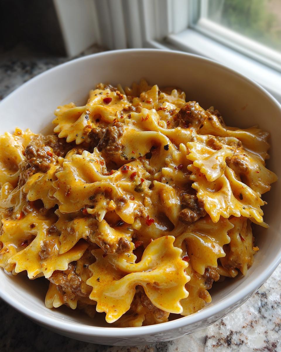 Creamy Velveeta Beef Pasta with Bowtie Noodles - detail 3