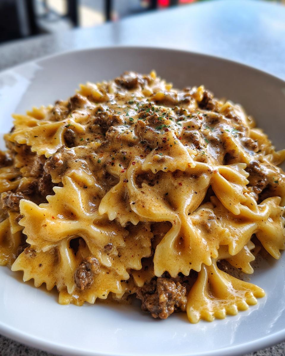 Creamy Velveeta Beef Pasta with Bowtie Noodles - detail 3