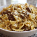 Creamy Velveeta Beef Pasta with Bowtie Noodles
