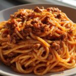 Creamy Velveeta Spaghetti with Italian Beef Marinara