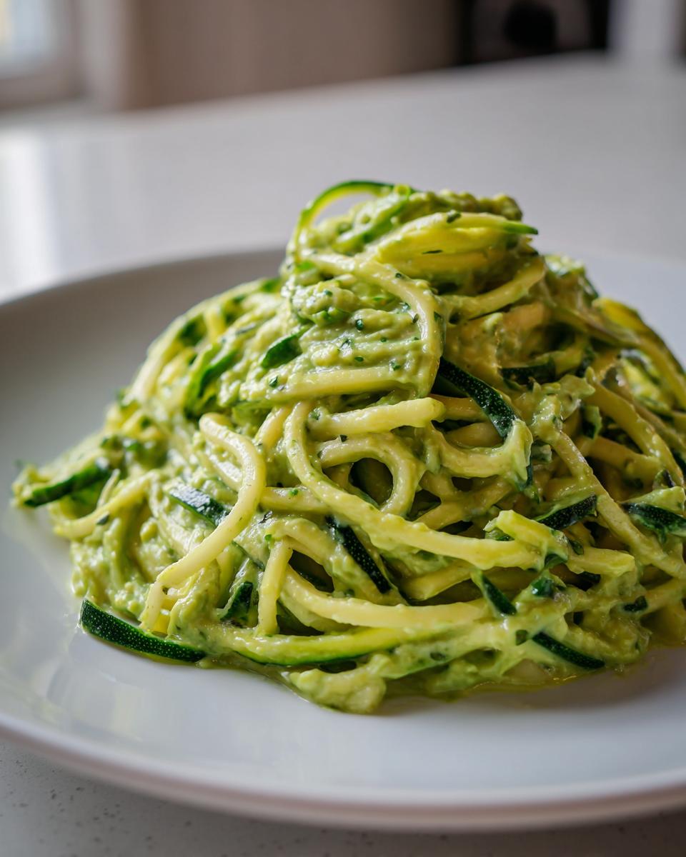 Green Zucchini Spaghetti with Avocado Sauce - detail 1