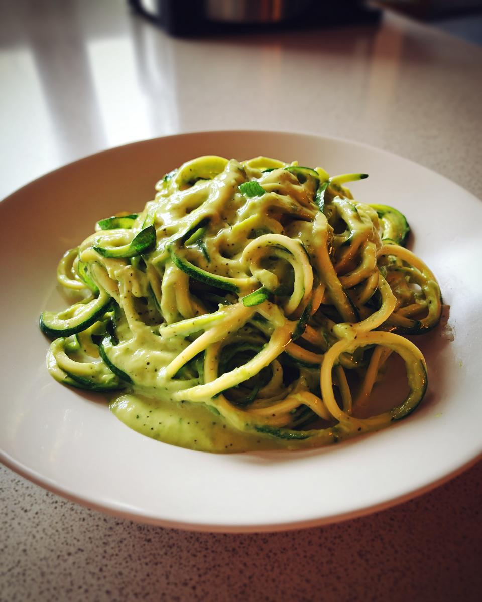 Green Zucchini Spaghetti with Avocado Sauce - detail 2