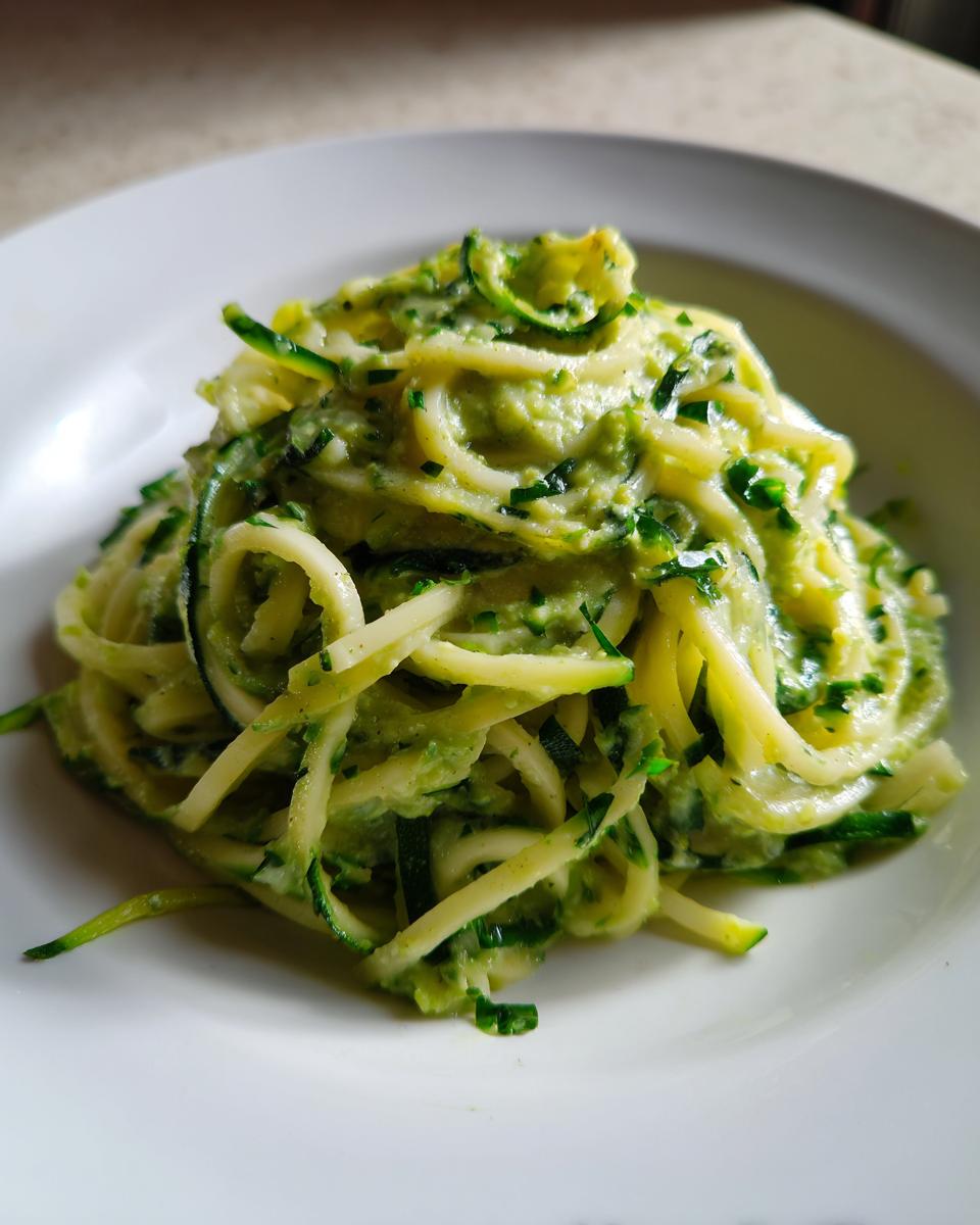 Green Zucchini Spaghetti with Avocado Sauce - detail 3