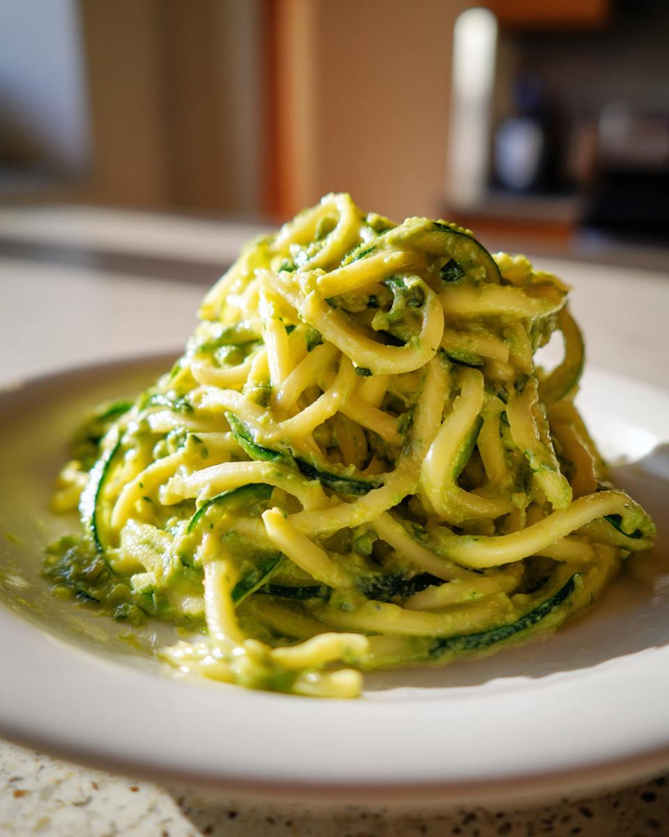 Green Zucchini Spaghetti with Avocado Sauce - detail 4