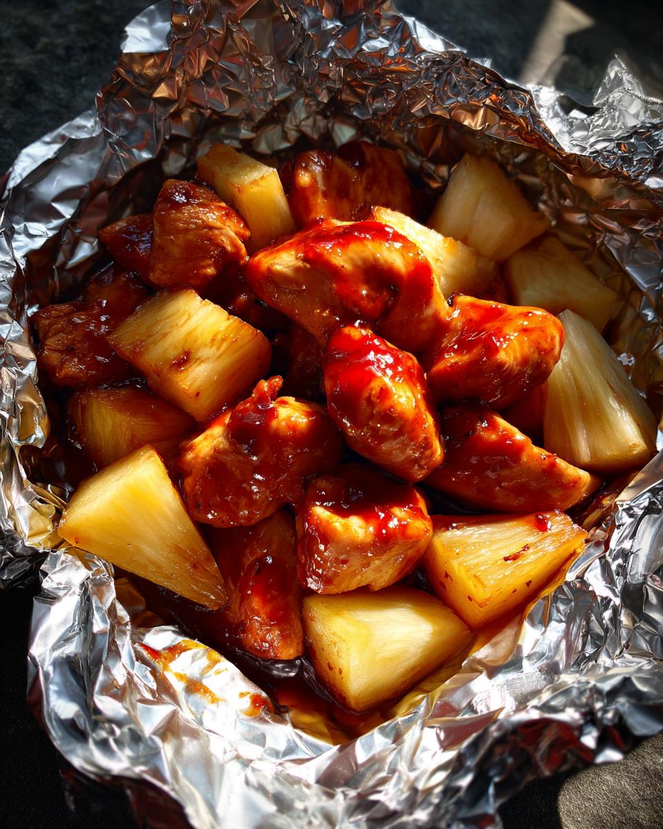 Hawaiian BBQ Chicken and Pineapple Foil Packets - detail 1