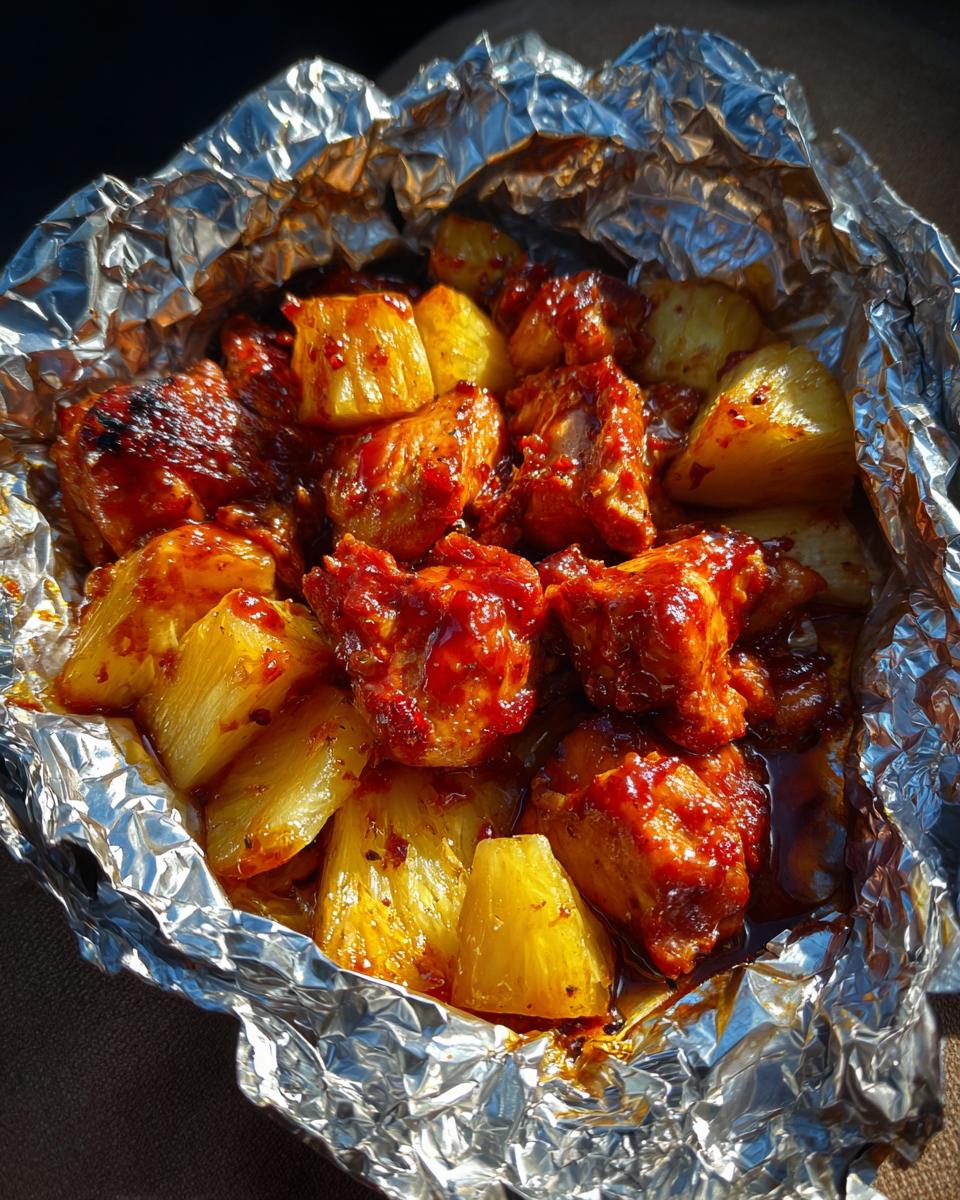 Hawaiian BBQ Chicken and Pineapple Foil Packets - detail 2