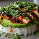 Honey Lime Chicken and Avocado Rice Stack