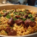 One-Pan Steak Bites with Cheesy Garlic Butter Noodles
