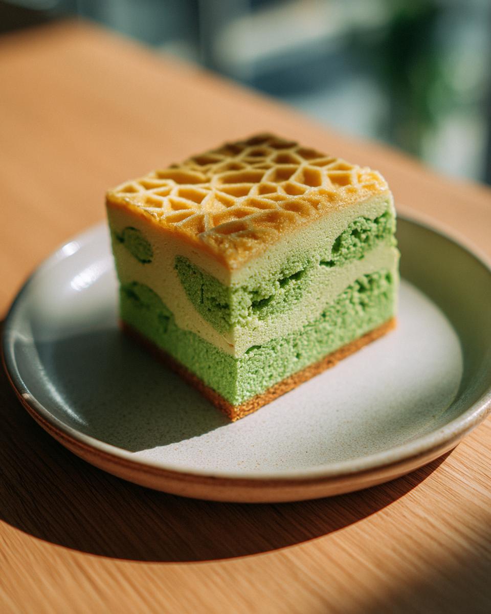 Pandan Coconut Honeycomb Cake - detail 1