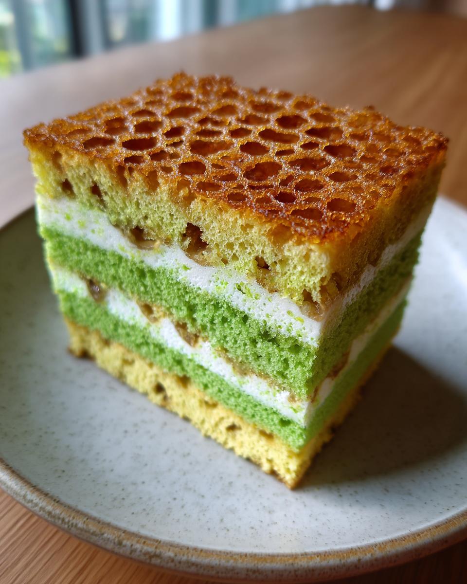 Pandan Coconut Honeycomb Cake - detail 4