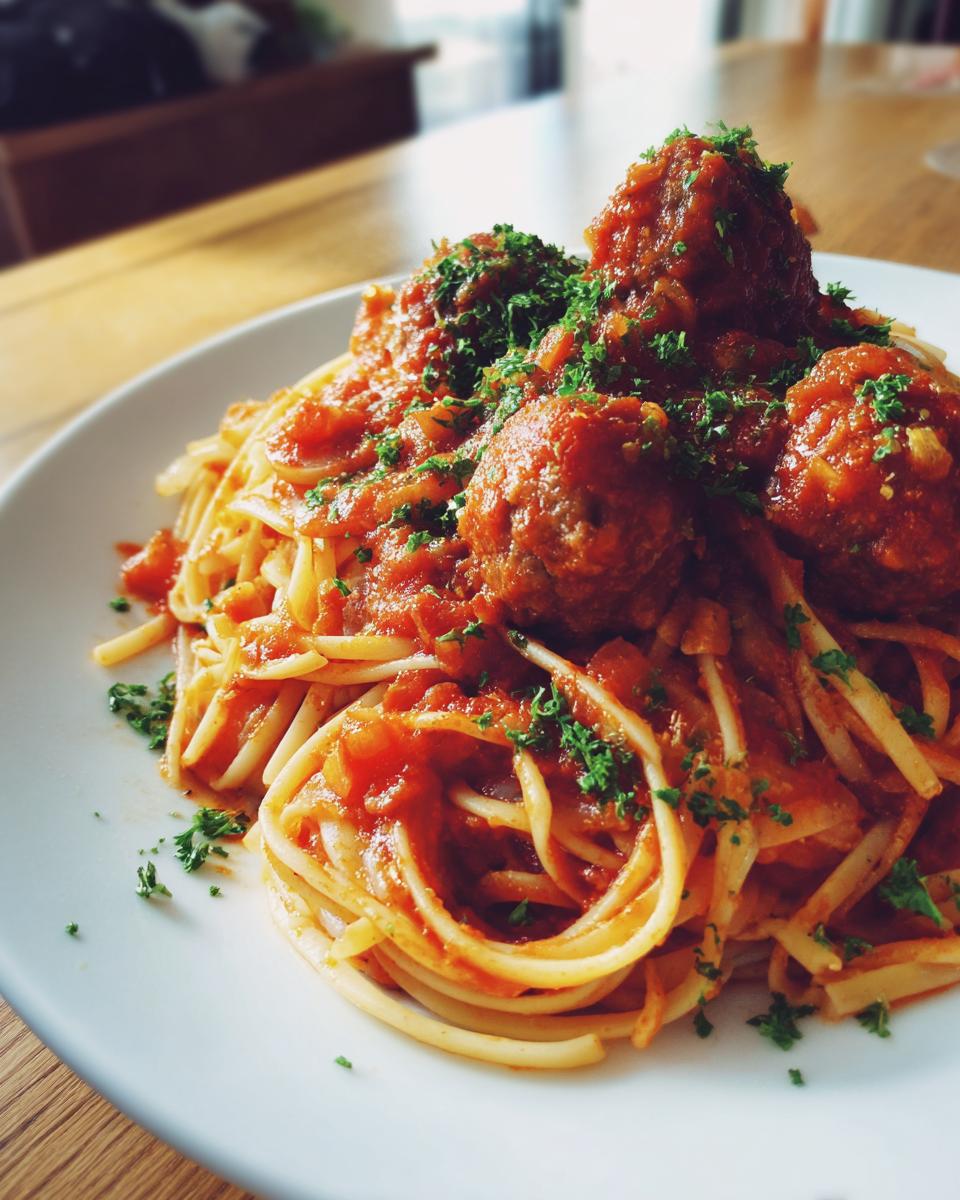 Pasta with Juicy Meatballs and Tomato Vegetable Sauce - detail 1