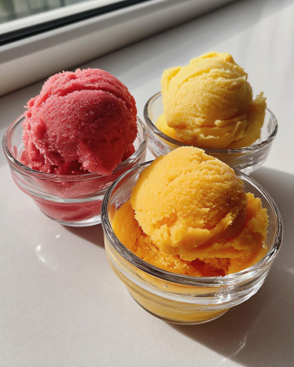 Refreshing Sorbets: Strawberry, Lemon, and Mango - detail 1