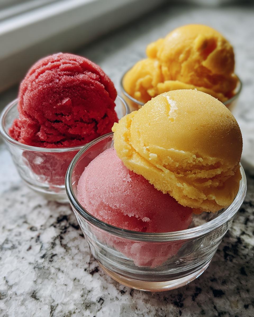 Refreshing Sorbets: Strawberry, Lemon, and Mango - detail 3