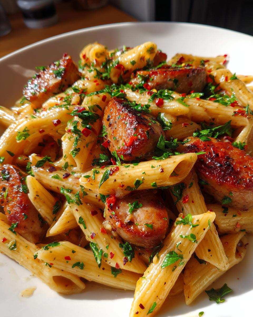 Sticky Honey Garlic Sausage Pasta - detail 1
