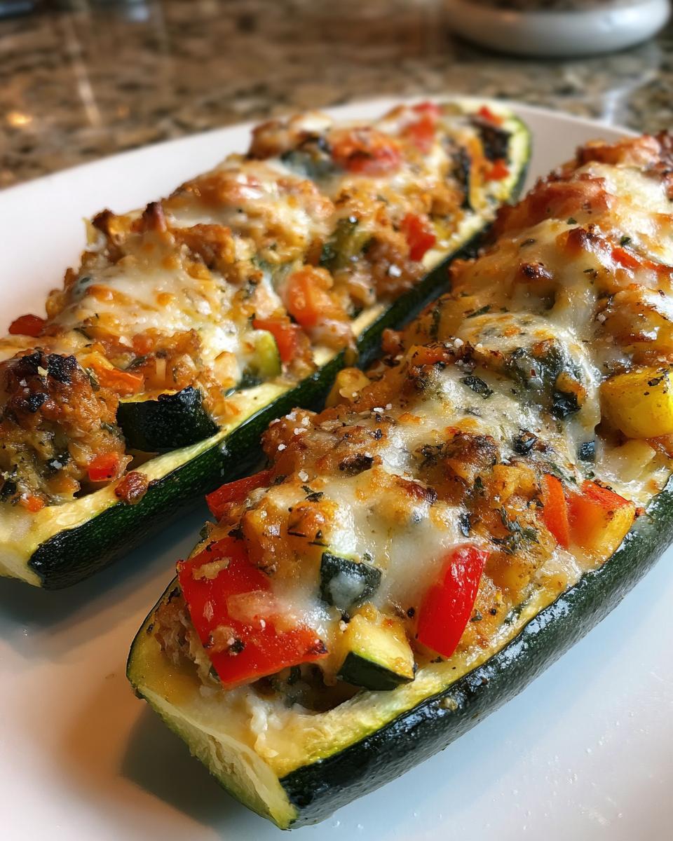 Stuffed Zucchini with Vegetables and Cheese - detail 2