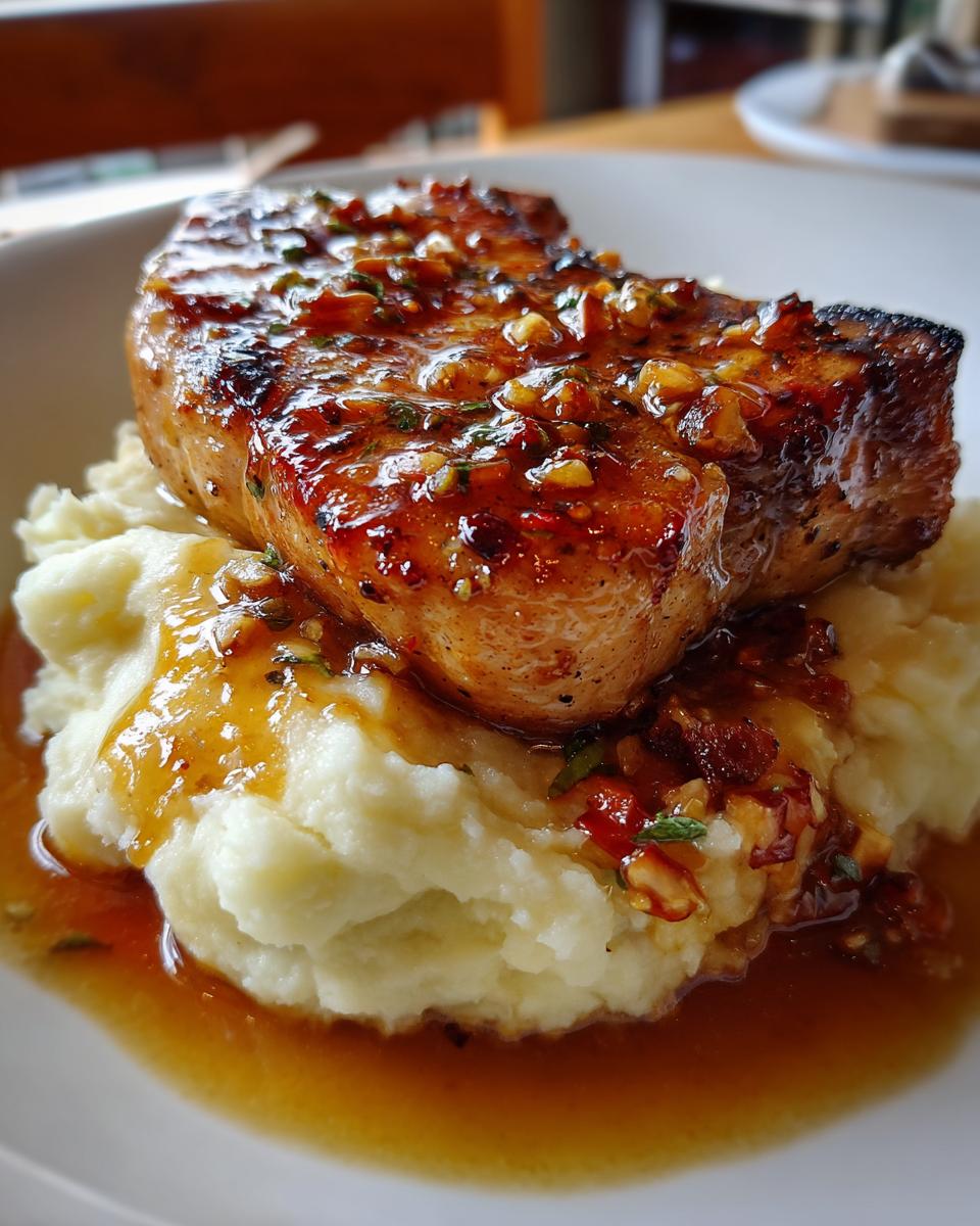 Sweet Honey Garlic Pork Chops with Creamy Mashed Potatoes - detail 1