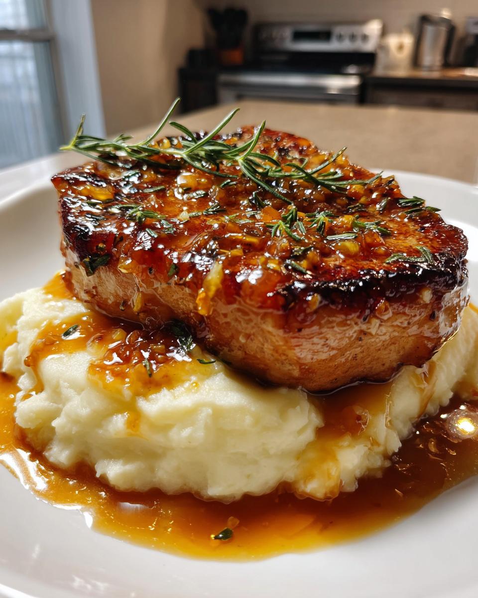 Sweet Honey Garlic Pork Chops with Creamy Mashed Potatoes - detail 2