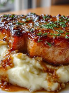 Sweet Honey Garlic Pork Chops with Creamy Mashed Potatoes