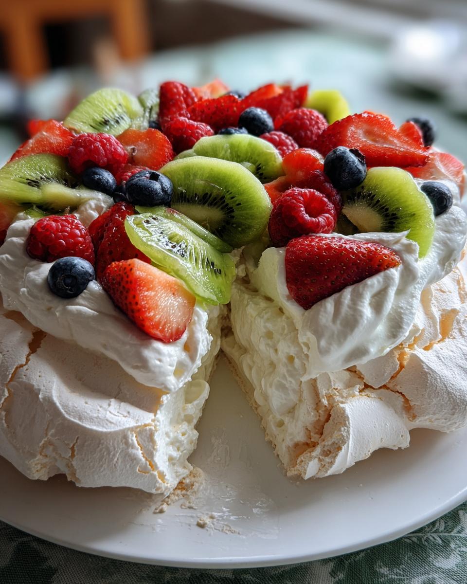 Airfryer Pavlova with Fresh Fruits and Whipped Cream for Easter, Christmas - detail 1