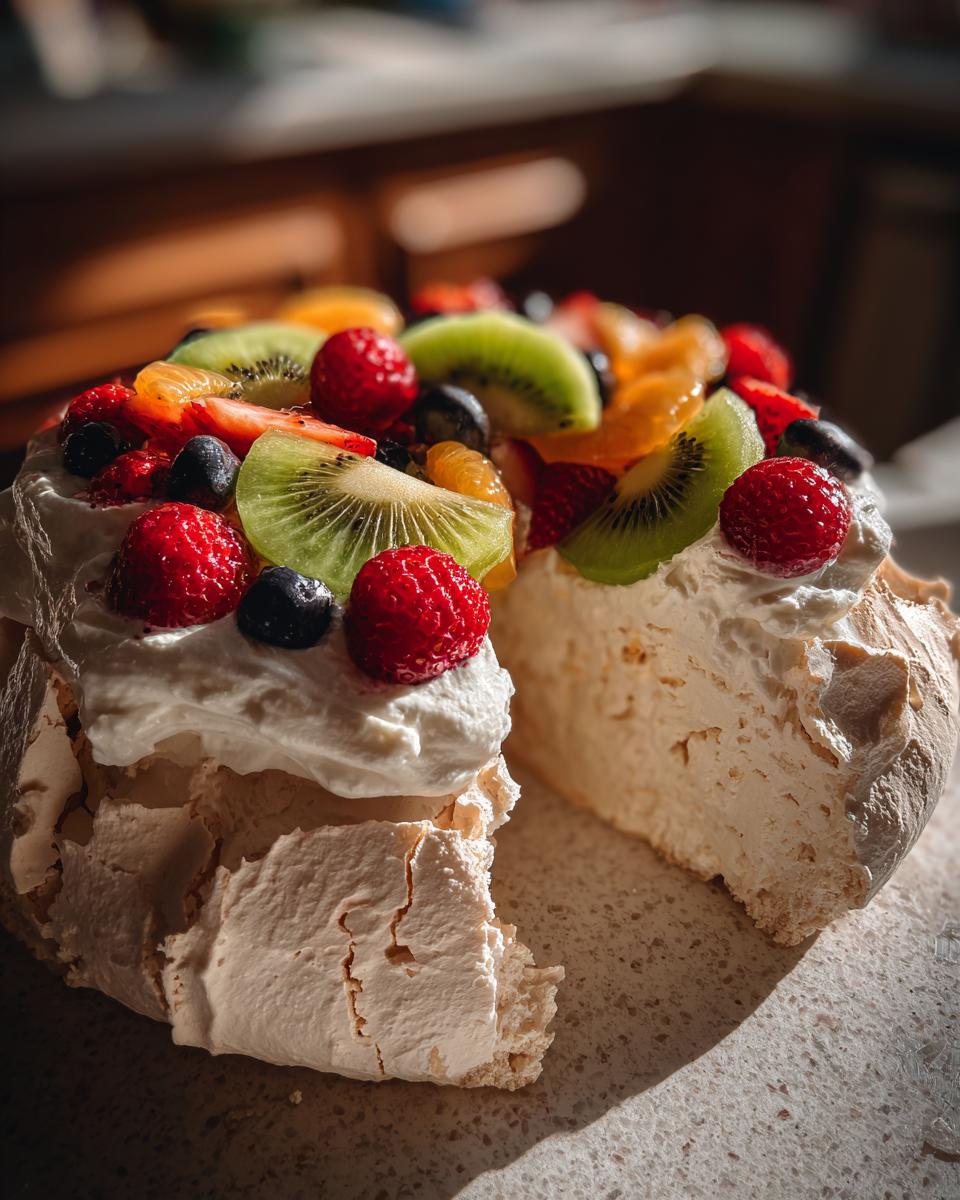 Airfryer Pavlova with Fresh Fruits and Whipped Cream for Easter, Christmas - detail 2