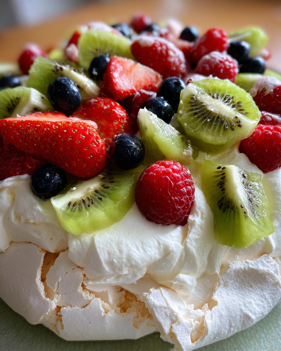 Airfryer Pavlova with Fresh Fruits and Whipped Cream for Easter, Christmas - detail 4
